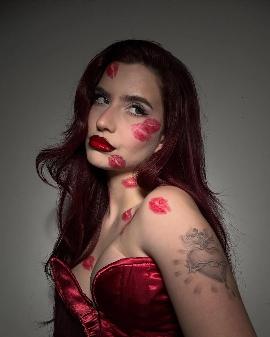 Photo by Abby Roberts on February 14, 2026. May be a closeup of one or more people, lipstick, makeup and text.