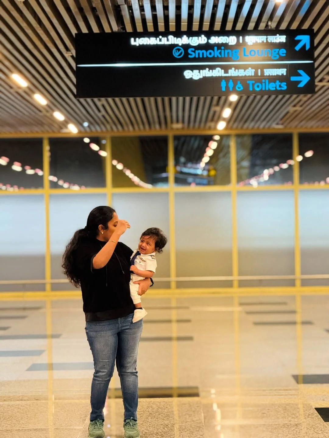 Photo by Avinash Ashok on February 15, 2026. May be an image of ‎child, terminal and ‎text that says '‎புகைப்பிடிக்கும் அறை I शुखापान धुकपानलाऊंज लाडेज ג Smoking Lounge ஒதுங்கிடங்கள் ங்கள் I अरसाकत ل Toilets‎'‎‎.