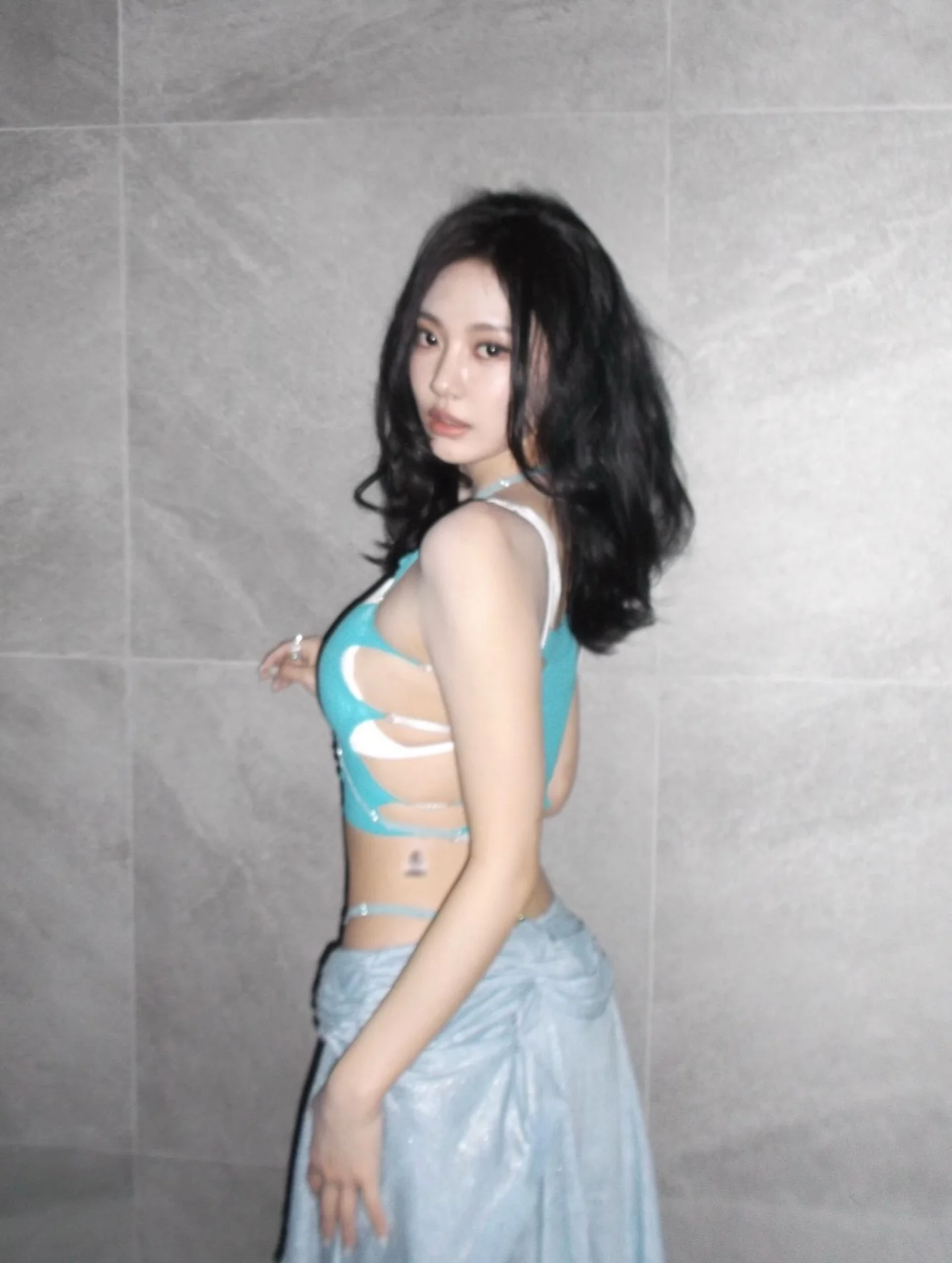 Photo shared by aespa 에스파 FANPAGE on February 14, 2026 tagging @imnotningning. May be an image of one or more people, hair, slip, bra and text.