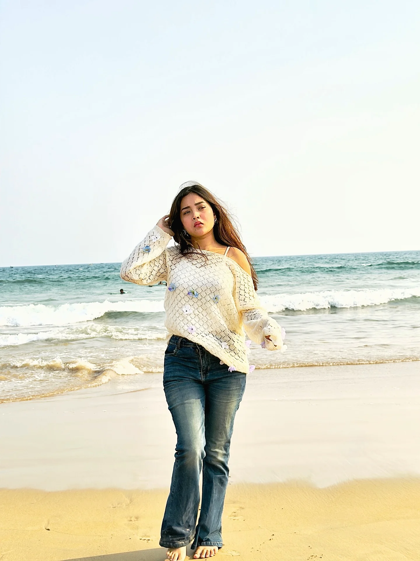 Photo by Aimi Gogoi on February 15, 2026. May be an image of one or more people, ocean, water, beach, coast and text.