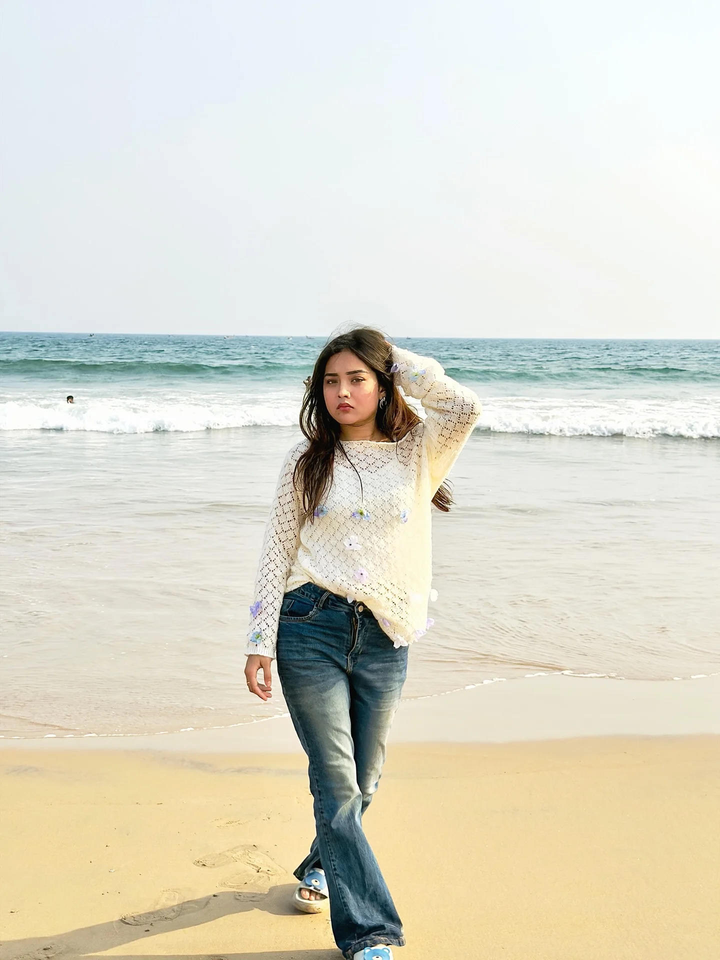 Photo by Aimi Gogoi on February 15, 2026. May be an image of ocean, water, beach and text.