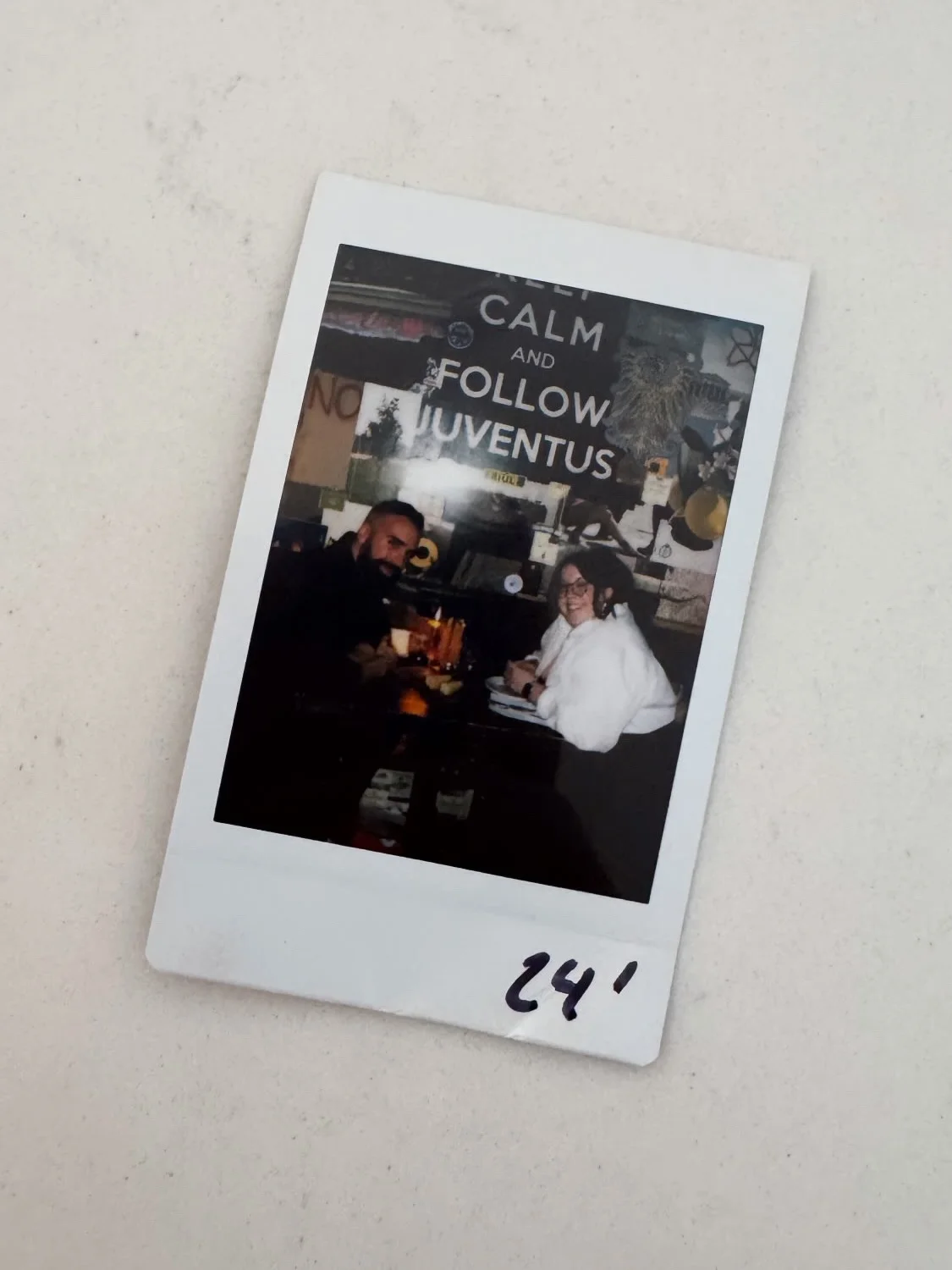 Photo by Alicia Mccarvell on February 15, 2026. May be an image of polaroid and text that says 'CALM FOLLOW AND JUVENTUS 国広量 ε4''.