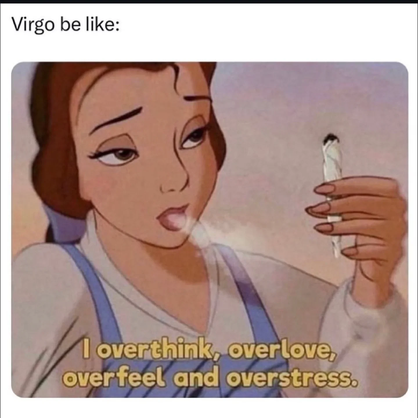 Photo by Virgo♍Facts on February 17, 2026. May be a meme of text that says 'Virgo be like: I overthink, overlove, overfeel and overstress.'.