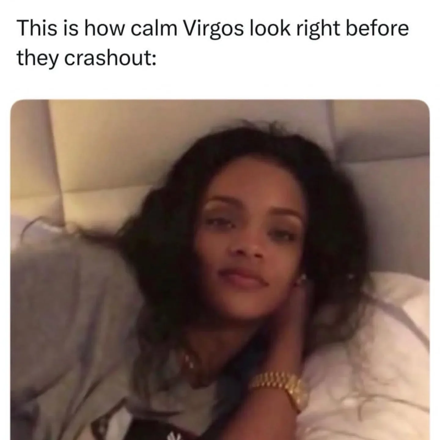 Photo by Virgo♍Facts on February 17, 2026. May be a meme of text that says 'This is how calm Virgos look right before they crashout:'.