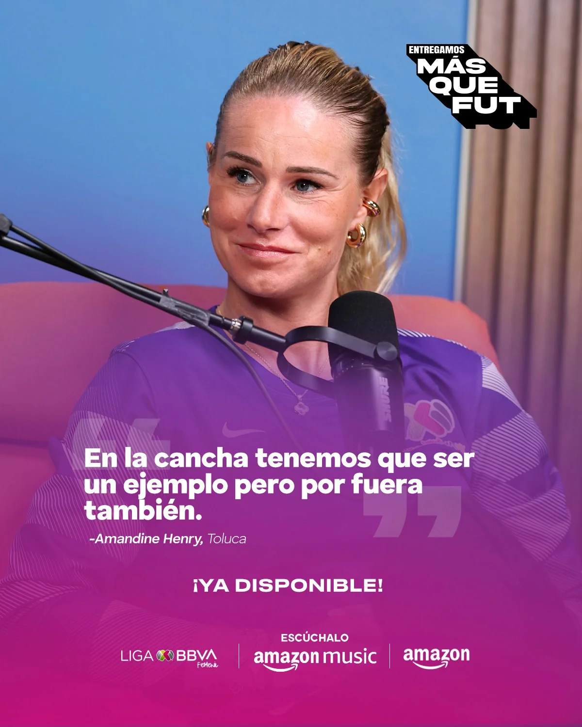 Photo shared by LIGA BBVA MX Femenil on February 20, 2026 tagging @amandine_henry, and @amazonmusicmx. May be a meme of one or more people and text that says 'ENTREGAMOS MAS QUE FUT En la cancha tenemos que ser un ejemplo pero por fuera también. -Amandine Henry, Toluca ¡YA DISPONIBLE! LIGA LIGACOBBVA K BBVA Feloa ESCÚCHALO amazon music amazon'.