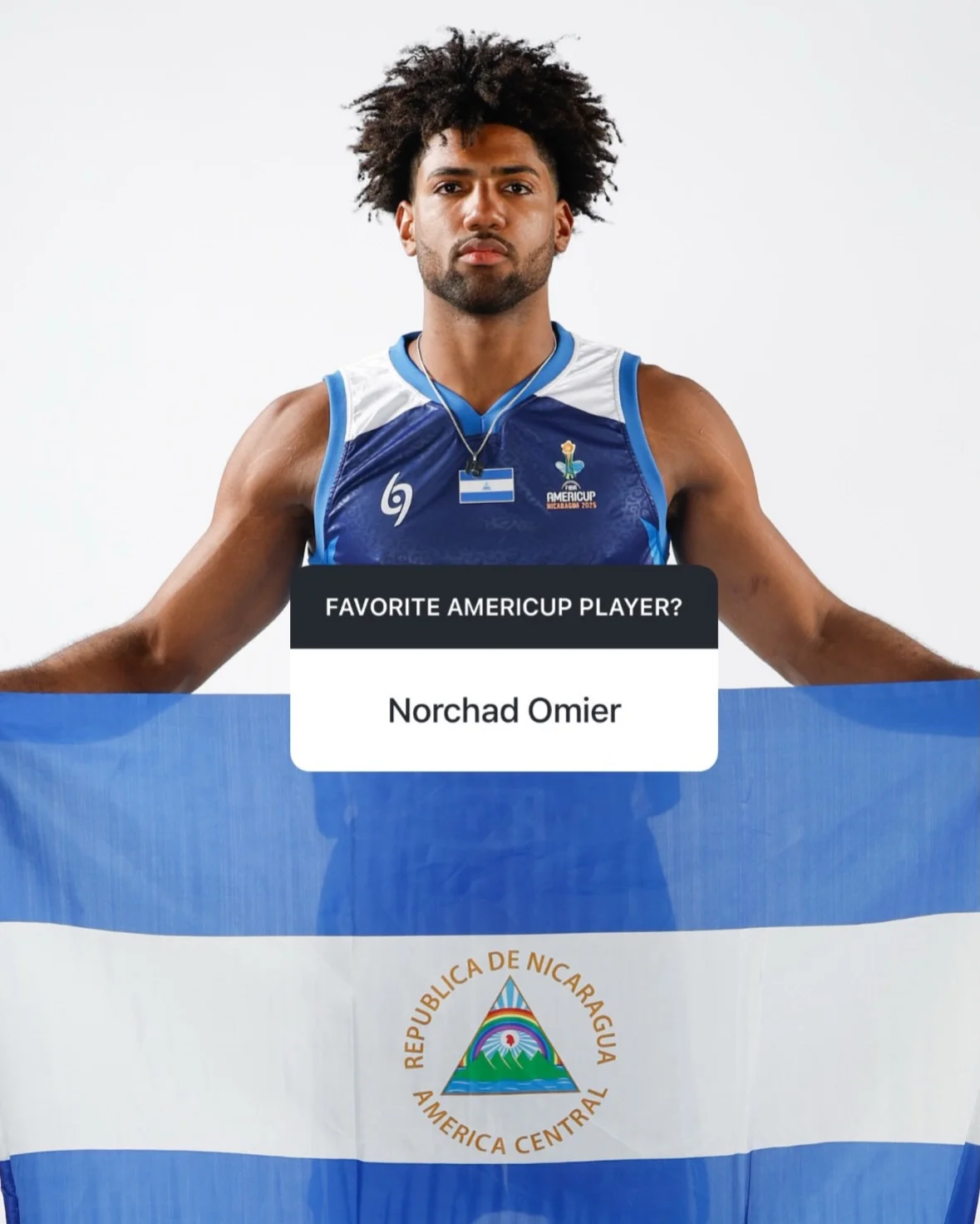 Photo shared by FIBA AmeriCup on March 16, 2026 tagging @norchad_omier. May be an image of basketball, sports equipment and text.