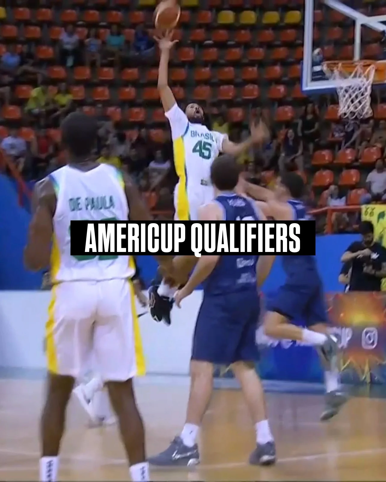 Photo by FIBA AmeriCup on March 09, 2026. May be an image of basketball, ball and text that says 'BRASI 45 DE DEPAULA AMERICUP QUALIFIERS 6'.