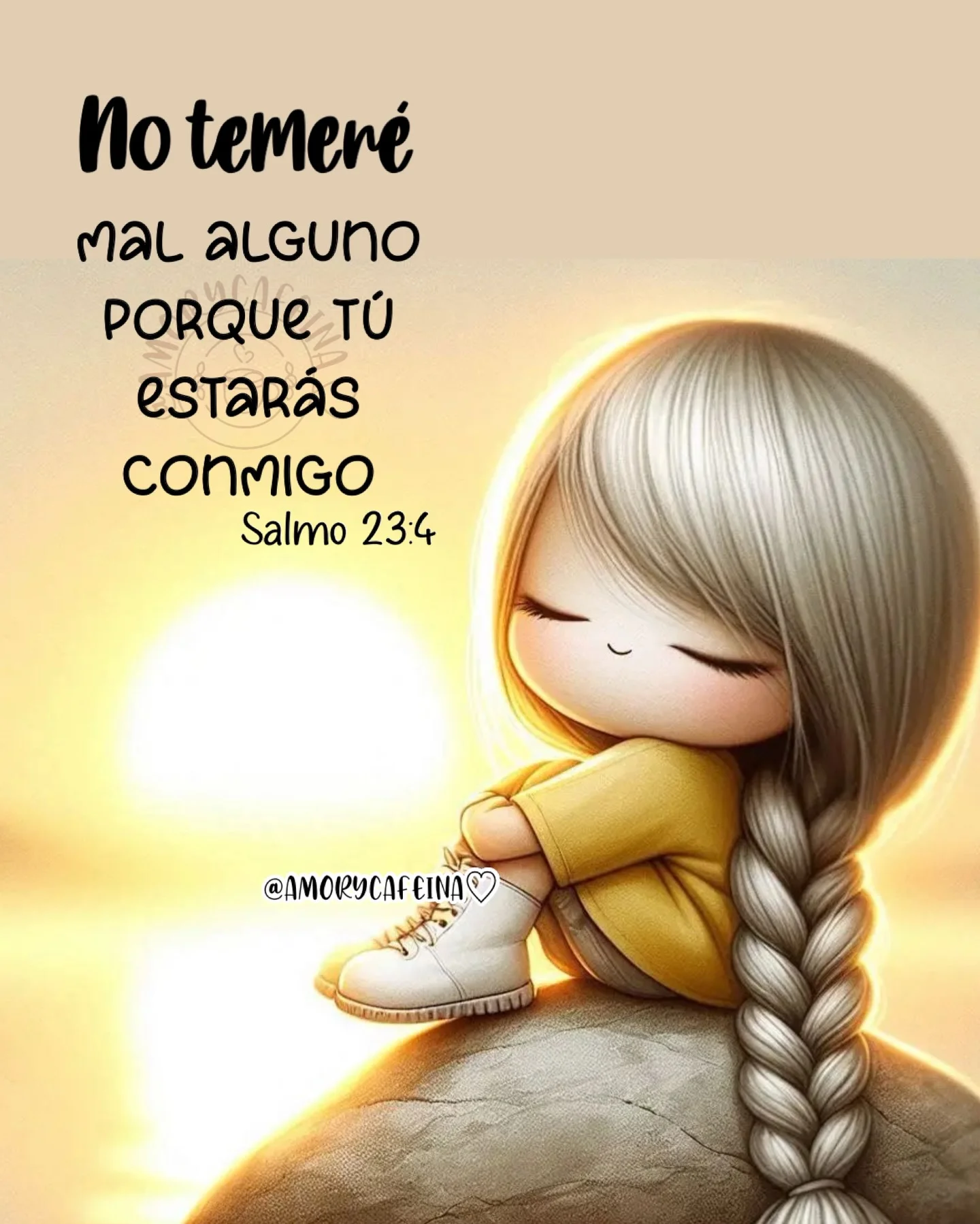 Photo by Frases de motivación - Frases de vida - Mensajes cristianos on March 15, 2026. May be a cartoon of text that says 'No temeré M aLGuno PORQUE τυ estaRás COnMIGO Salmo 23:4 @AMOIRYCAFEINA EINA INA'.