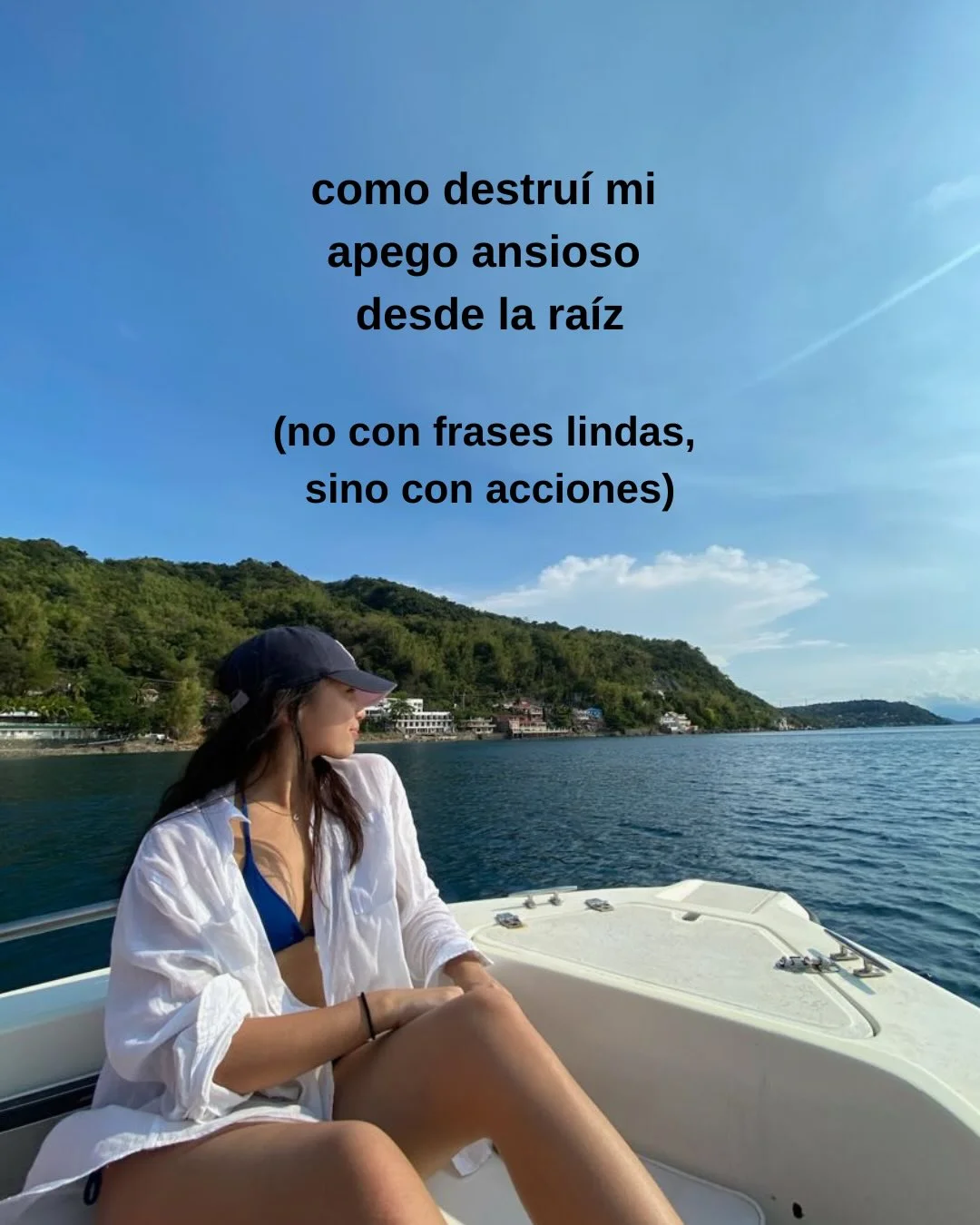 Photo shared by Luz en letras on February 18, 2026 tagging @luzenletras_. May be a meme of boat, pie and text that says 'como destruí mi apego ansioso desde la raíz (no con frases lindas, sino con acciones) 55 ም፡ チん'.