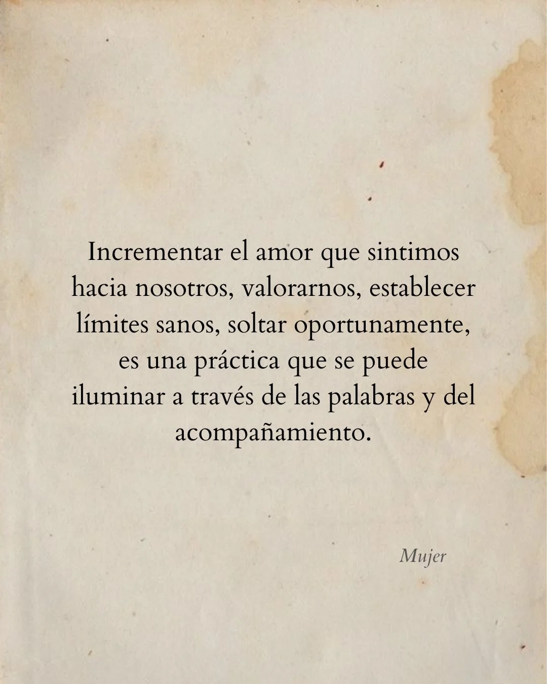 Photo by Luz en letras on February 13, 2026. May be a meme of text that says 'Incrementar el amor que que sintimos hacia nosotros, valorarnos, establecer límites sanos, soltar oportunamente, es una una práctica que se puede iluminar a través de las palabras y del acompañamiento. Mujer'.